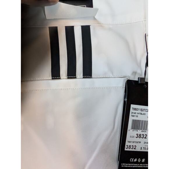 Adidas NWT Golf Pants Mens 38x32 White Climalite 3 Stripe Tech Performance Pants - Picture 6 of 13